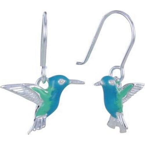 Alloy Flying Blue Hummingbird Bird Earrings Vintage Dangle Drop Earrings Fashion Animal Jewelry for Women Girls Kid