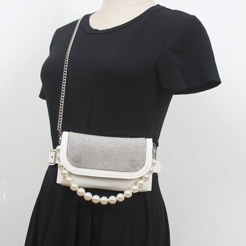Pu Leather White Mini-bag Rhinestone Long Womens Belt Personality Belts for Women New Fashion Tide All-match Spring Autumn 2021