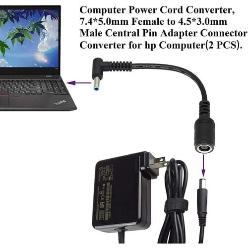 1pc 7.4mm To 4.5mm DC Power Charger Converter Great Adapter Connector For HP Blue Replacement DC Tips Cable Dell Adapter Cable