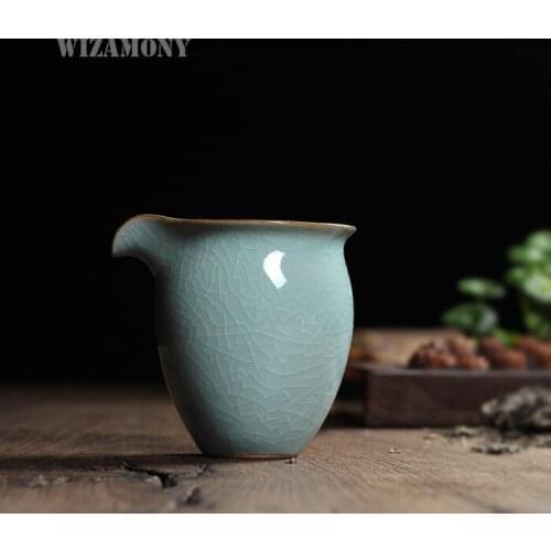 1pcs Chinese Longquan Celadon Ge and Di Kiln Glaze Handmade Fair Mug 190ml Cha Hai Teapot Points of Tea ware Kung Fu Tea Set