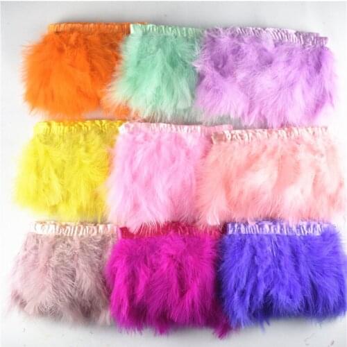 2Yards/lot Natural Fluffy Marabou Feather Trims Fringe 6-8inch Turkey Feathers for Crafts Ribbon Boa Clothing Wedding Decoration