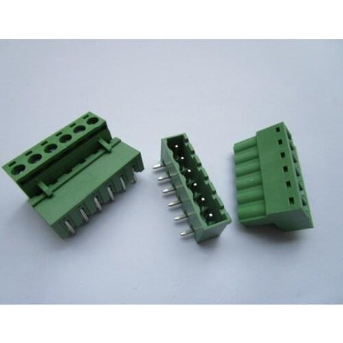 Close Angle 6 pin/way Pitch 5.08mm Screw Terminal Block Connector Green Color Pluggable Type With Angle pin 20 Pcs Per Lot
