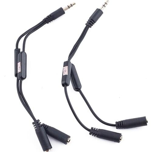 3.5mm 1Male To 2 Female Stereo Audio Cable Y Splitter Adapter Volume Control