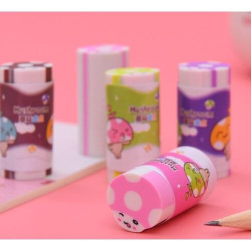 2pcs/lot Colorful Cartoon Mushroom Eraser Rubbe Student School gift Stationery