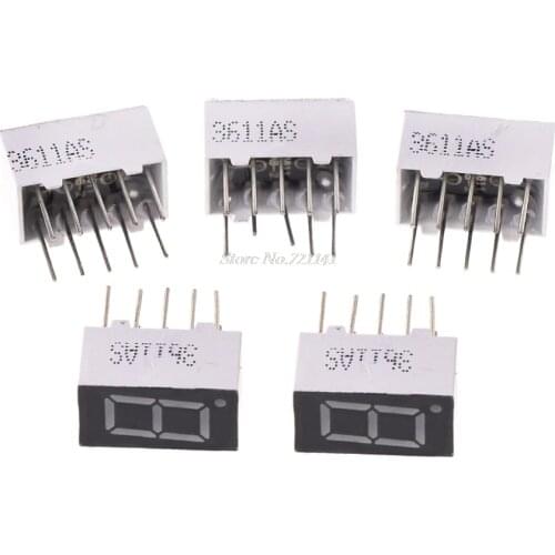 5Pcs/Sets 0.36" Common Cathode 1 Bit 10 Pin 7 Segment Red LED Display Digital Tubes Dropship