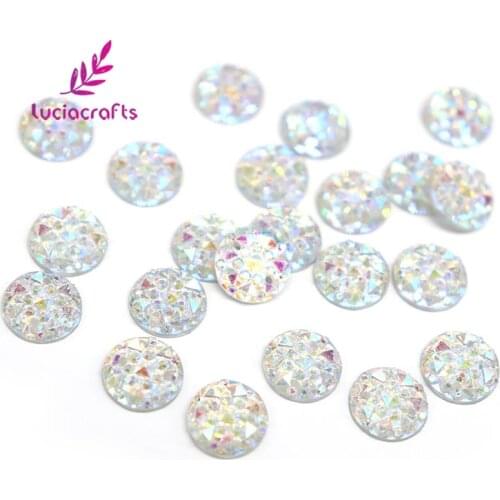 48pcs 8mm Clear Acrylic Resin Flat Back Round Sew On Rhinestone 2 holes Sewing Beads for Wedding Dress D1113