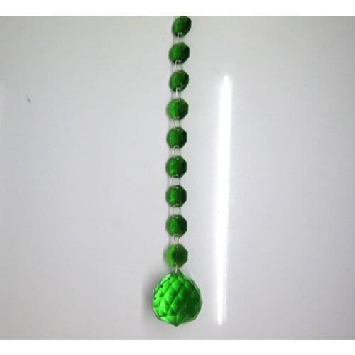 6FT Garland Green Lamp Prisms Crystal Octagon Beads Window Treatment Curtains with Ball 30mm M02094-14