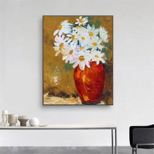 Abstract Wall Art Canvas Flower Plant Sunflower Rose Plant Oil Painting Vintage Poster Wall Picture for Living Room Decor
