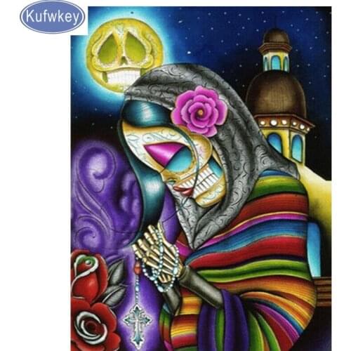 5D DIY Diamond Painting Madonna SKull Beauty Diamond art Round Embroidery Rhinestone moaic Picture moon night Home Decoration