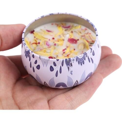 Scented Candles With Flowers Tin Can Fragrance Handmade Scented Candle Natural Soy Wax Home Decoration
