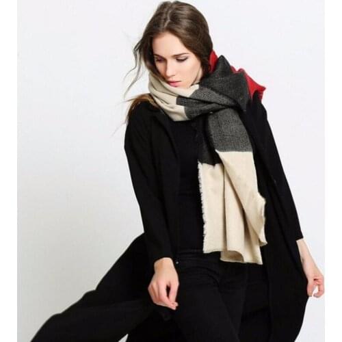 IANLAN New Autumn Winter Womens Contrast Color Scarves Wrap Laides Casual Imitation Cashmere Plaid Cloak Shawl IL00311