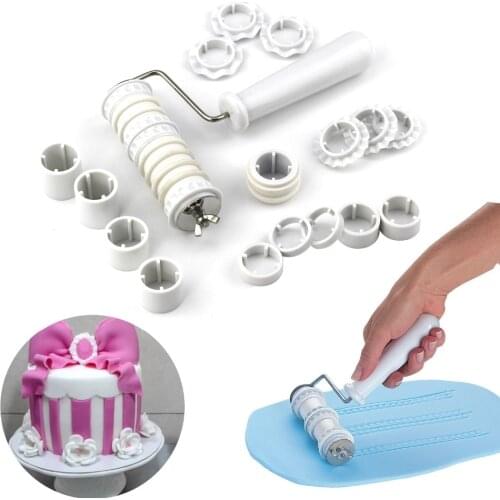 Cake Decoration Tools Multi-function Adjustable Fondant Ribbon Cutter Embosser Set Baking pastry tools fondant cutter