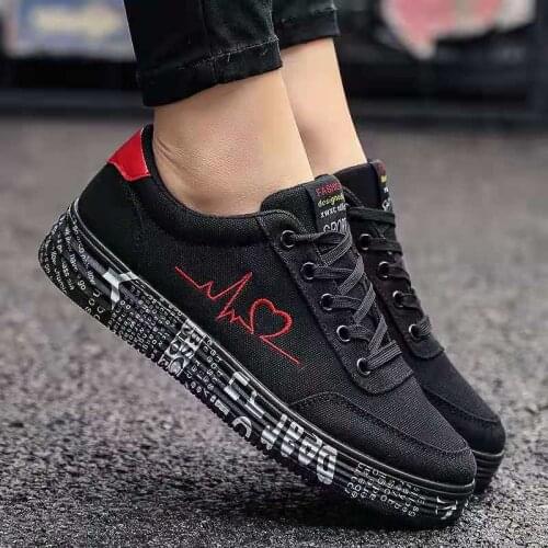 Womens Fashion Vulcanized Shoes Sports Shoes Womens Lace Up Casual Shoes Canvas Lover Flat Bottom Graffiti Shoes Zapatos Home