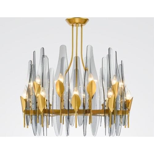 Postmodern designer creative gray glass chandelier model room living room dining bedroom lamp