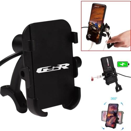 Motorcycle Phone Mount with Charger USB Port Install on Handlebar Mirror Bar For Suzuki GSR 750 600 400 250 GSR400 GSR600 GSR750