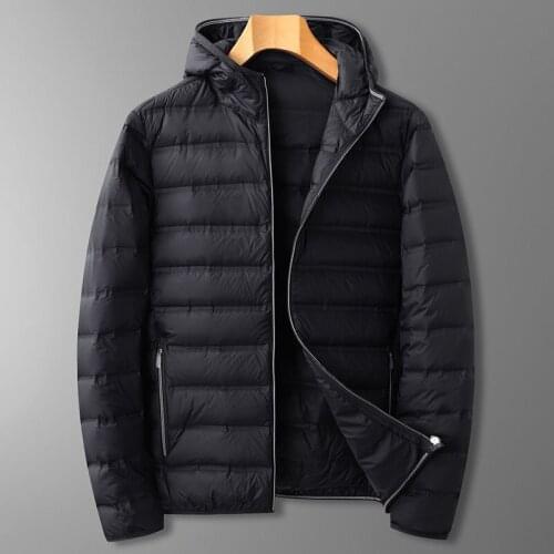 Mens lightweight down jacket 2021 autumn and winter new Fashionable Mens Casual Hooded Thin Down Jacket XL 6XL 7XL 8XL