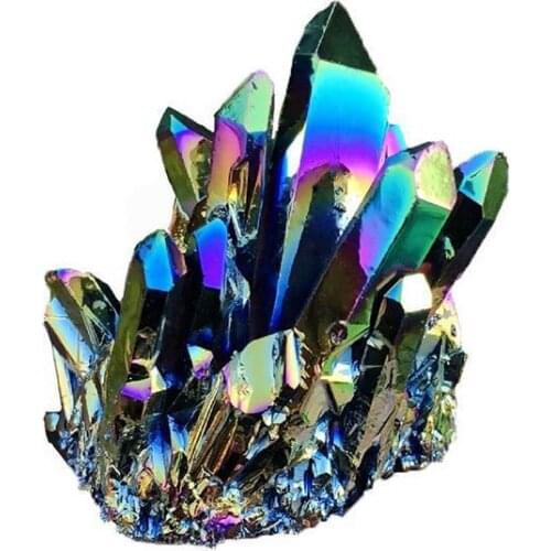 Natural Quartz Crystal Rainbow Titanium Cluster Mineral Specimen Healing Stone