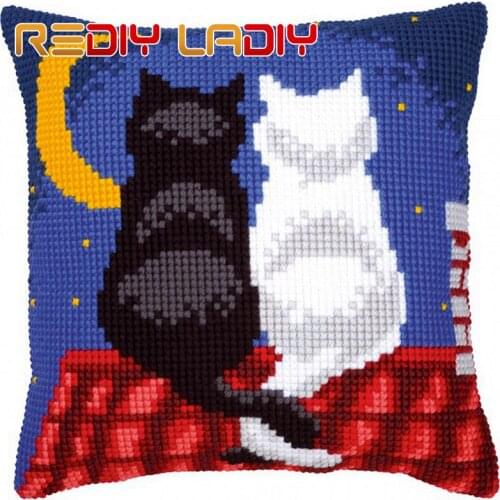 Cross Stitch Cushion Cover Dogs Cats Love Sofa Pillow DIY Chunky Cross-Stitch Kits 100% Acrylic Yarn Pillow Case Hobby & Crafts
