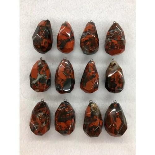 Wholesale 2pcs/pack Faceted Red Poppy Jaspers Stone Bead Pendant,Natural Stone Pendant Jewelry Necklace DIY