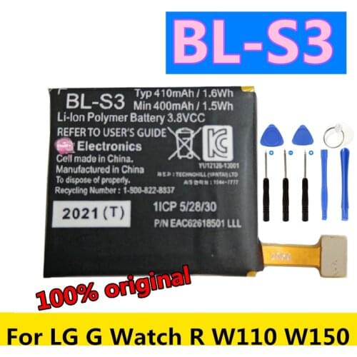New Original 410mAh BL-S3 battery for LG G Watch R W110 W150 Urbane Watch bl-s3 batteries tracking number