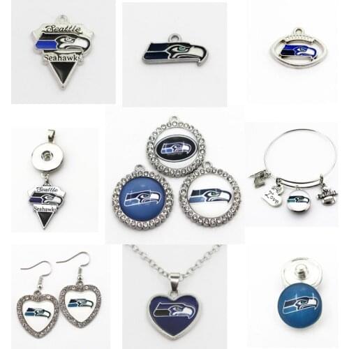 Football Seattle Dangle Charms Seahawk Mix Style DIY Pendant Bracelet Necklace Earrings Jewelry Making Accessories