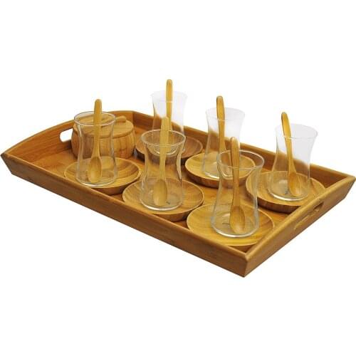 Gala 22 Pcs Tea Set | Environmentally Friendly Bamboo | Home--Tea Set | Made in Turkey