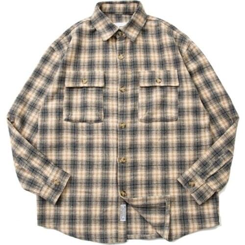 Spring Autumn Shirt Mens Tooling Outdoors Camping Trekking Climbing Travel Pocket Decoration Casual Fashion Loose Plaid Tops