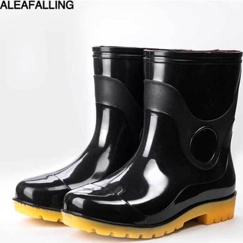 Aleafalling Kitchen Oilproof Waterproof Rain Boots Workers' PVC Solid Round-Toe All-season Workplace Shoes Men Shoes m93
