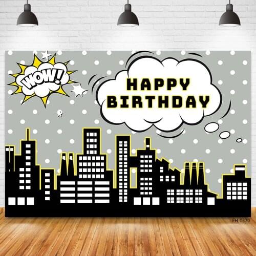 Superhero City Building Super Hero Banner Backdrops For Photo Studio Baby Boys Children Birthday Party Photography Backgrounds