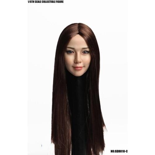 SUPER DUCK SDH010 Head Sculpt 1/6 Scale Asian Female Head Carving With Hair for 12in Tbleague Phicen JIAOUL Doll Toy