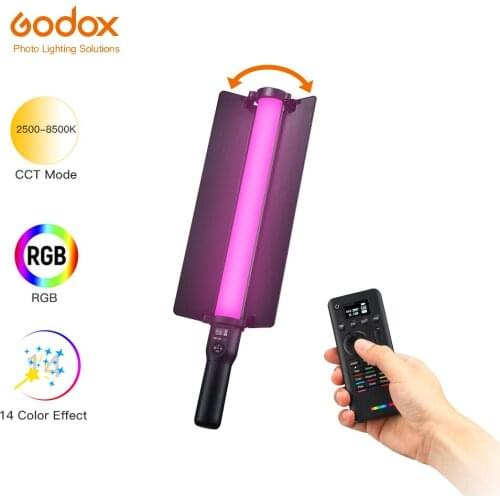 Godox LC500R 2500K-8500K RGB LED Light Stick Lighting Effects CRI 96 TLCI 98 with Remote Control & Barndoor Bi-Color Full Color