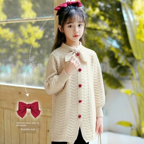 Girls' Sweater Skirt 2020 New Autumn and Winter Pullover Winter Thick Large Childrens Garment Mid-Length Bottoming Dress