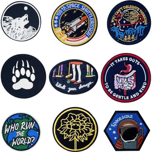 Guts Howl Embroidered Iron on Patches for Clothing DIY Stripes Clothes Patchwork Sticker Custom Applique
