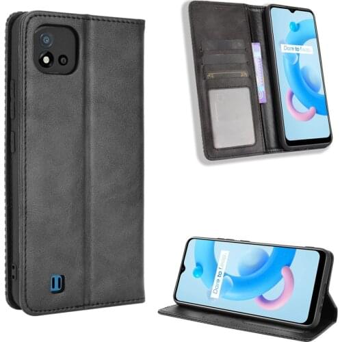 For OPPO Realme C11 2021 Case Luxury Flip PU Leather Wallet Magnetic Adsorption Case For Oppo Realme C11 2021 C 11 Phone Bags