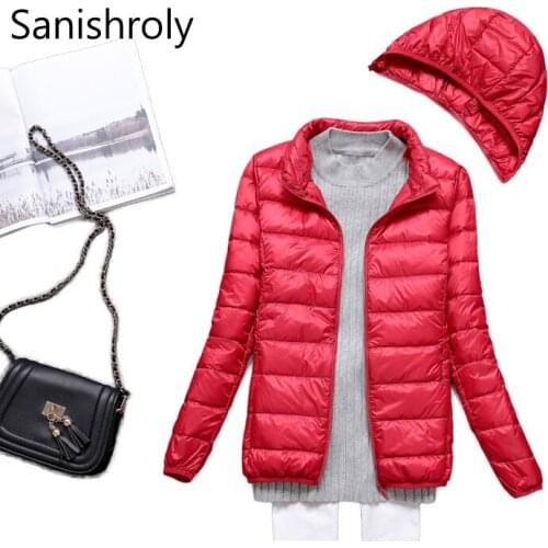Sanishroly 2018 Autumn Winter Women Ultra Light White Duck Down Jacket Ladies Hooded Coat Parkas Short Tops Plus Size 3XL SE315