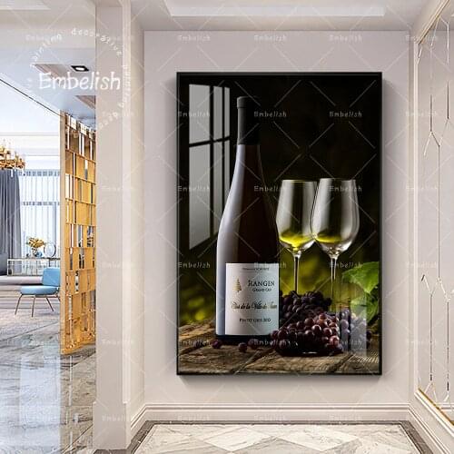 1 Pieces Wine Grapes And Glass Dinning Room Artworks For Kitchen Home Decor Wall Art Pictures HD Spray On Canvas Oil Paintings