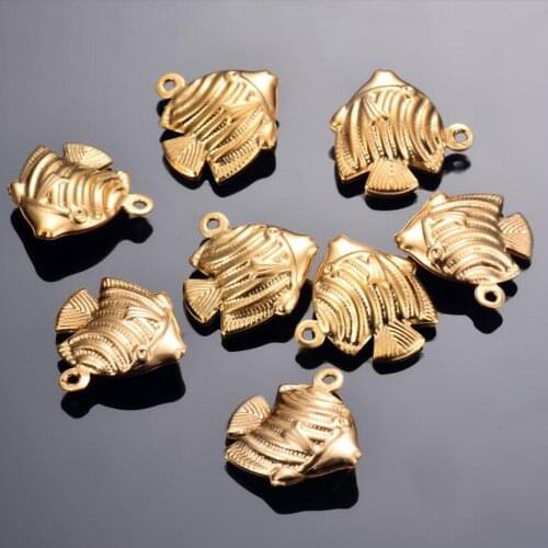 10 pcs stainless steel small fish Charm DIY Jewelry Supply for Necklace Bracelet Jewelry Making and Crafting Sea Animals Styles