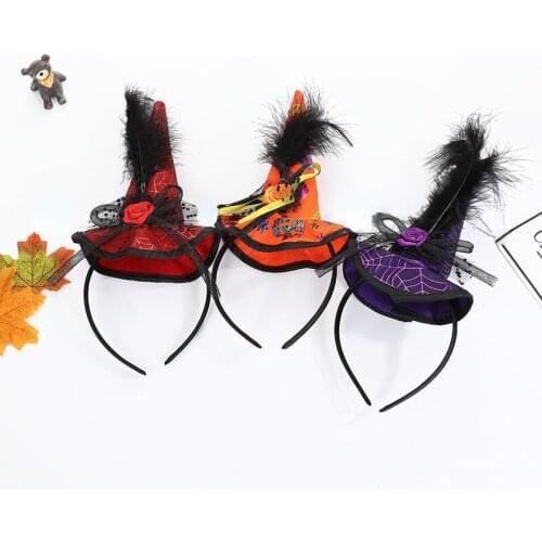 12pcs Kids Adult Halloween Party Performance Luxury Rose Feather Witch Headband Christmas Decorations Headdress Family Gifts