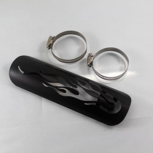 1x Black Flame Style Exhaust Pipe Heat Shield Guard Cover Motorcycle For Harley Yamaha Suzuki