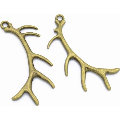 2Pcs Handmade Deer Horn Antlers Charm Antique Vintage for Diy Charms Necklace Pendant Jewelry Accessories Findings Making B73