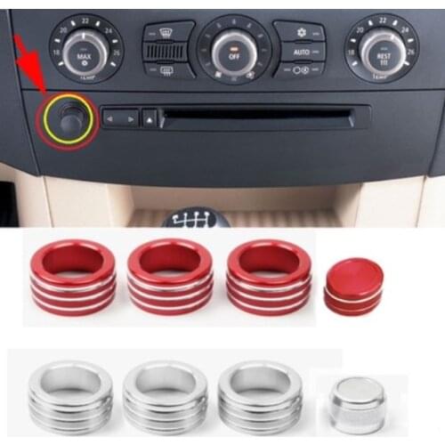 4PCS Aluminium Alloy Car Air Conditioning Sound Knob Cover For BMW 5 Series E60 2004-2010 Car Interior Accessories