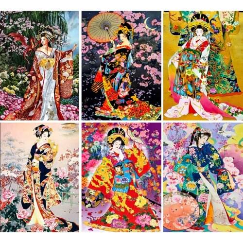 5D DIY Diamond Painting "Japanese beauty" Cross Stitch Kit Full Drill Embroidery Mosaic Art Picture of Rhinestones Crafts Decor