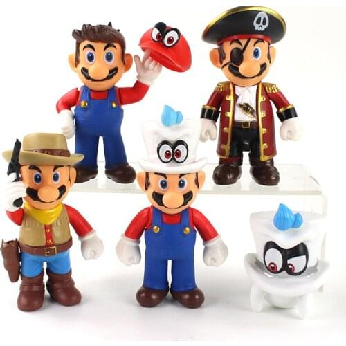 9-14cm Anime Super Mario Bros Luigi Odyssey Mario PVC Action Figure Model Toys Doll