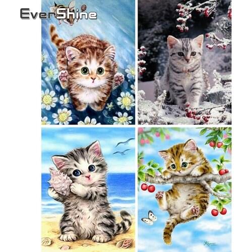 Evershine Diamond Painting Animals Cat Diamond Mosaic Cross Stitch Landscape Diamond Embroidery Icon Needlework Beads Embroidery