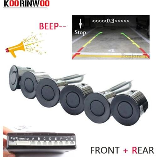 Koorinwoo Dual Core CPU Car Parking Sensors 6 Radars Front BACK Alarm Parking Probe Parktronic Car-detector Black white Silver