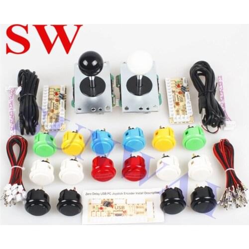 Free Shipping 2 Player Arcade DIY Kit Zero Delay USB Encoder with Original Sanwa Joystick 5 Pin Joystick OBSF-30/24 Button