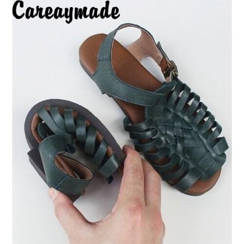 Careaymade-summer new Real leather woven sandals breathable comfortable pure original handmade single forest womens Sandals
