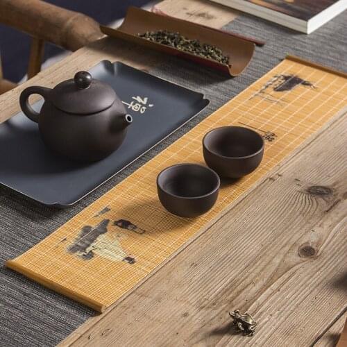 Tea ceremony, tea flag, chinese style tea tablecloth, tea ceremony hand-painted bamboo