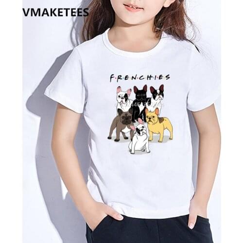 Kids Summer Short Sleeve Girls & Boys Tshirt Children French Bulldog Cartoon Print T-shirt Funny Casual Baby Clothes