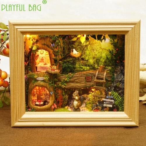 Parent child house DIY house nuts station photo frame wall mountable building model toy birthday Christmas gift Fun Cute ud04